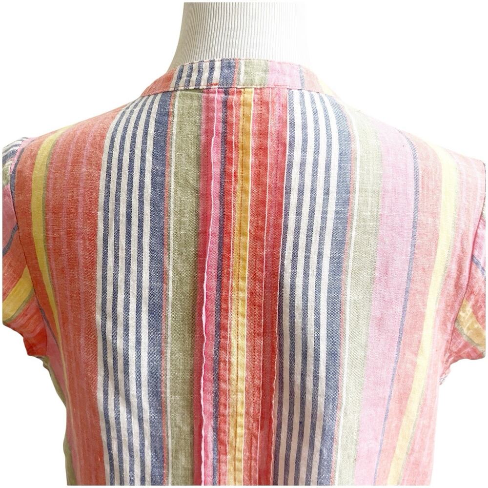 Sundays Striped Linen Sheath Dress Multicolor Size 2/Medium V-Neck Boho Beachy - Picture 11 of 16